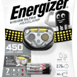 Výkonná čelovka včetně baterií.