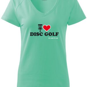Dámské tričko s discgolfovým motivem.