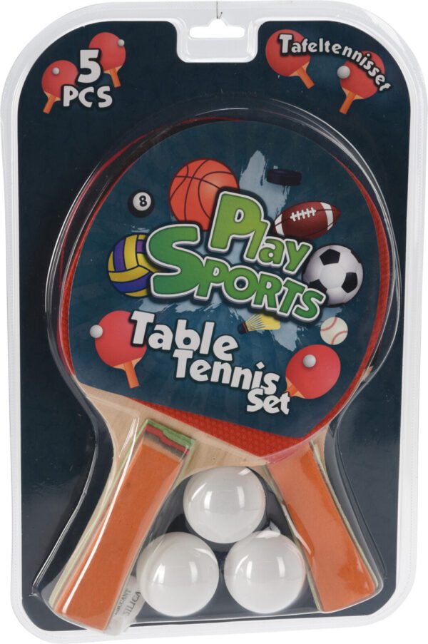 Dvě pálky na stolní tenis se 3 míčky.