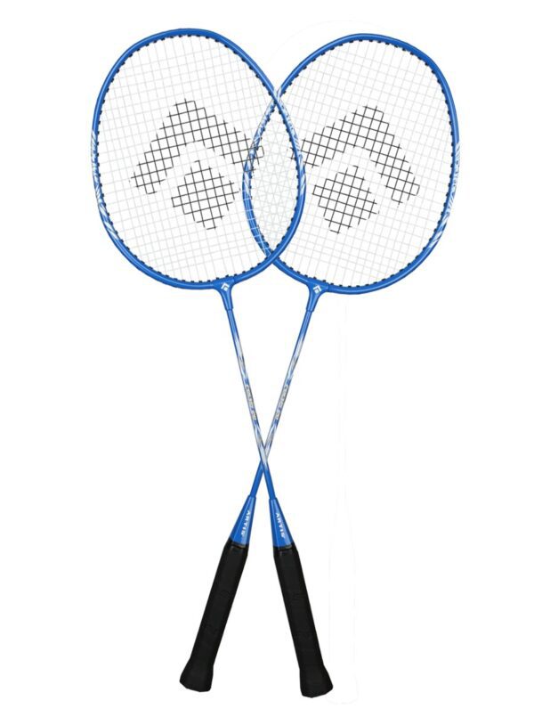 2 badmintonové rakety včetně obalu s popruhem.
