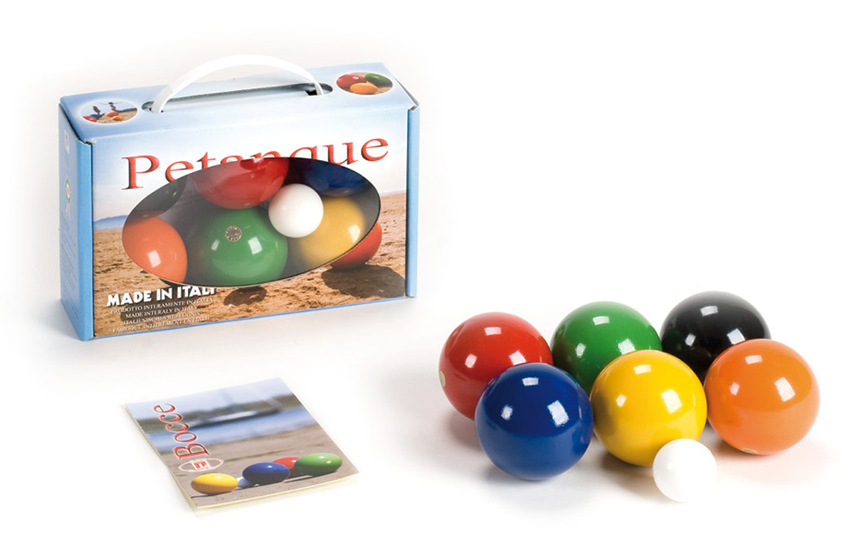 Barevné koule na petanque pro 2 - 3 hráče.