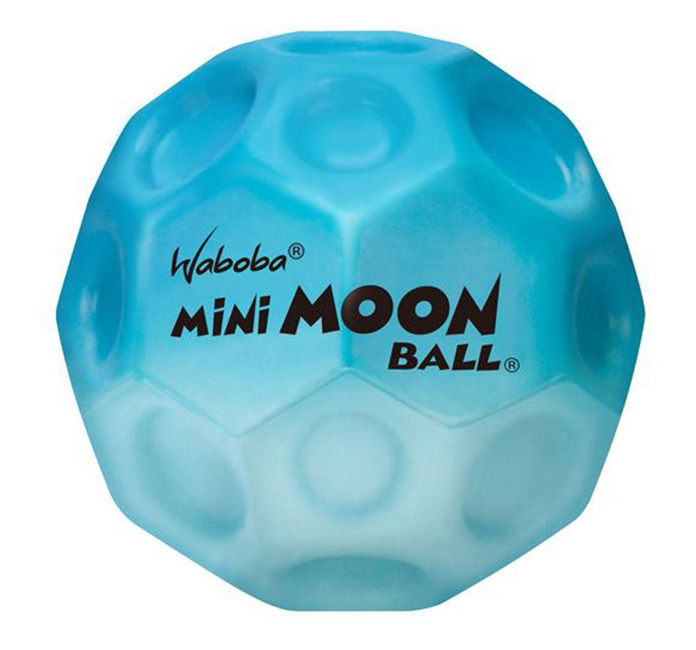 Populární házecí míček Waboba Moonball ve zmenšené verzi.