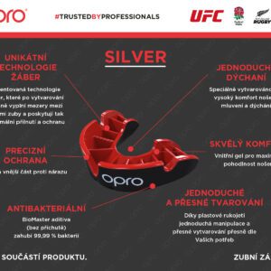Chrániče zubů OPRO UFC silver (černá/červená) | JustBest.cz