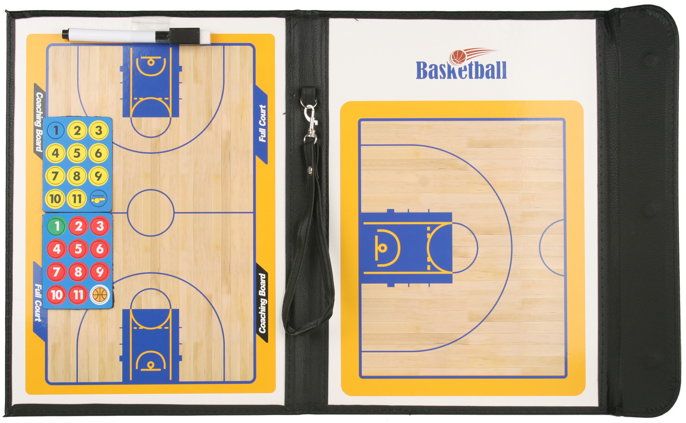 Zavírací magnetická taktická tabule pro trenéra basketbalu.