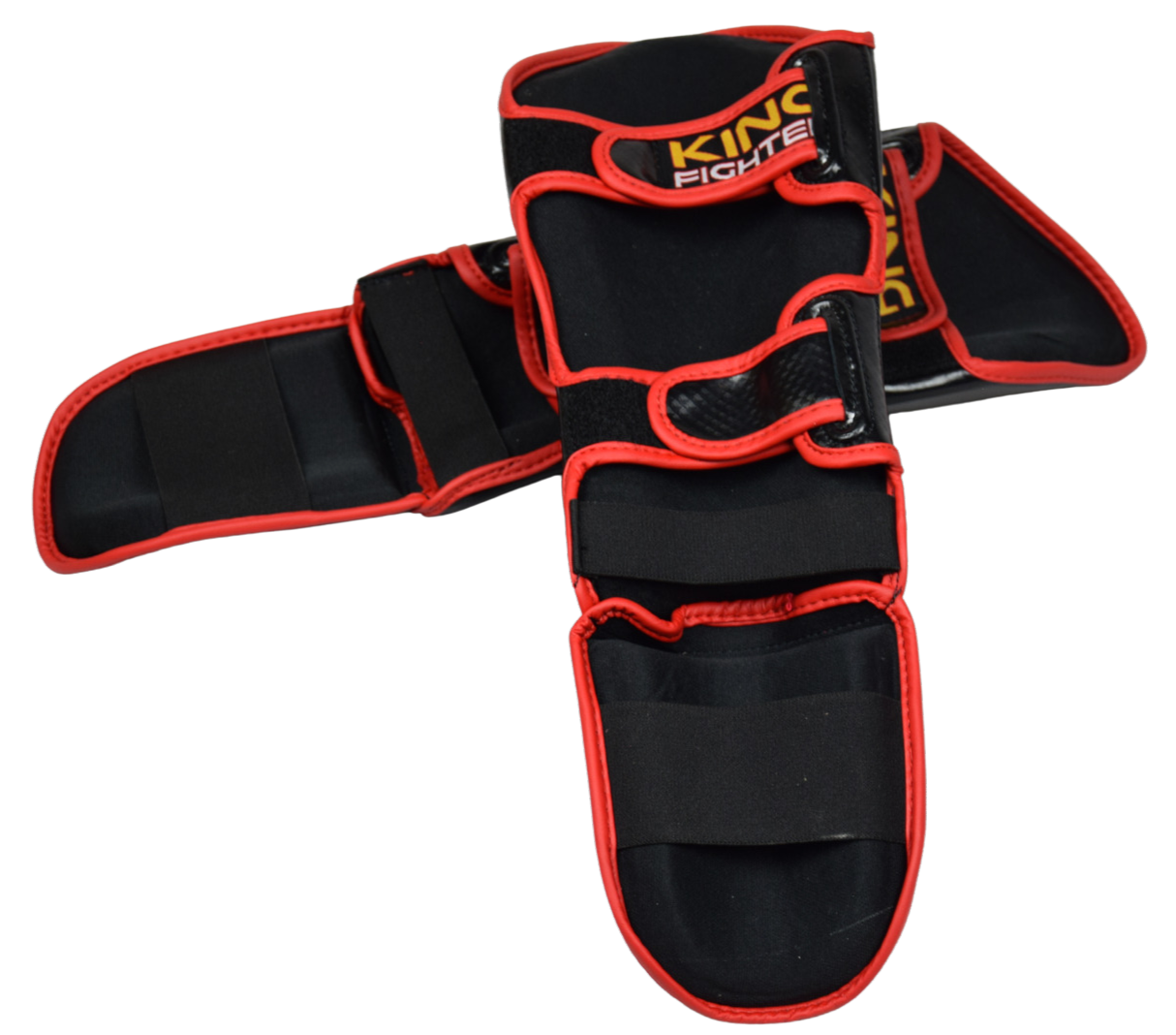King Fighter Dětské chrániče holení černé CARBON, červený lem velikost: XS