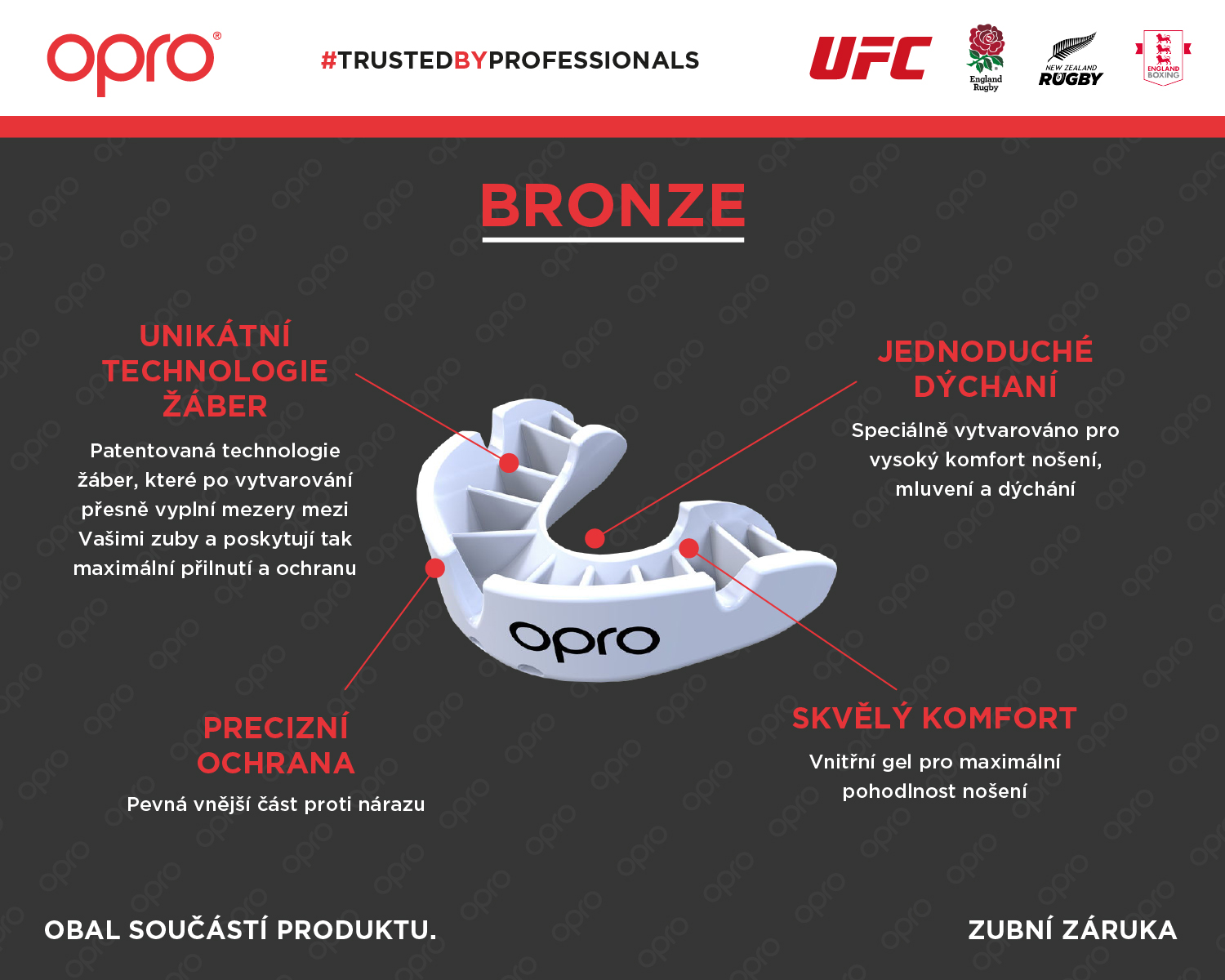 Chrániče zubů OPRO UFC bronze (červená)