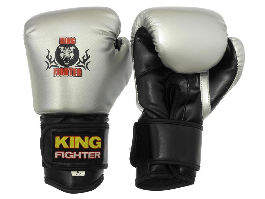 King Fighter Dětské boxerské  rukavice carbon stříbrné váha/velikost: 8 | JustBest.cz