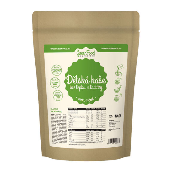 GreenFood Dětská kukuřičná kaše bez lepku a laktózy