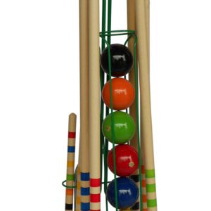 Kroket pro 2-6 hráčů na kovovém vozíku. 80 cm palice.