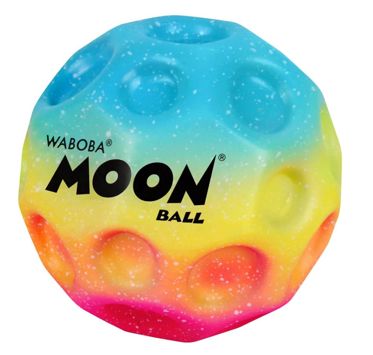 Populární házecí míček Waboba Moonball v duhové verzi.