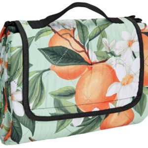 Stylová pikniková deka v designu pomerančů.