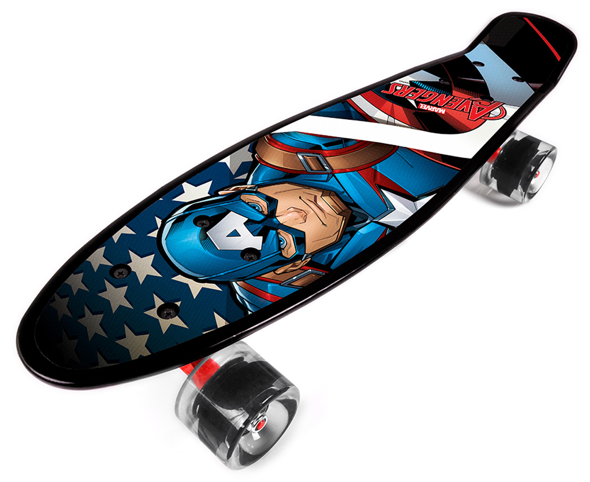 Pennyboard pro děti ve stylu Kapitána Ameriky.