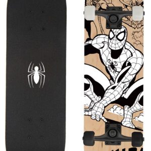 Dřevěný skateboard ve stylu Spiderman Beyond.