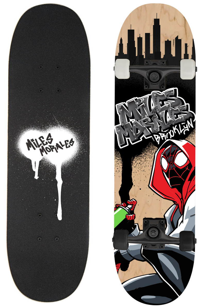 Dřevěný skateboard Spiderman Miles Morales
