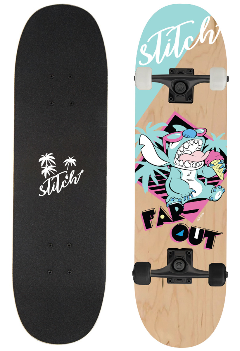 Dřevěný skateboard ve stylu Stitche pro děti i dospělé.