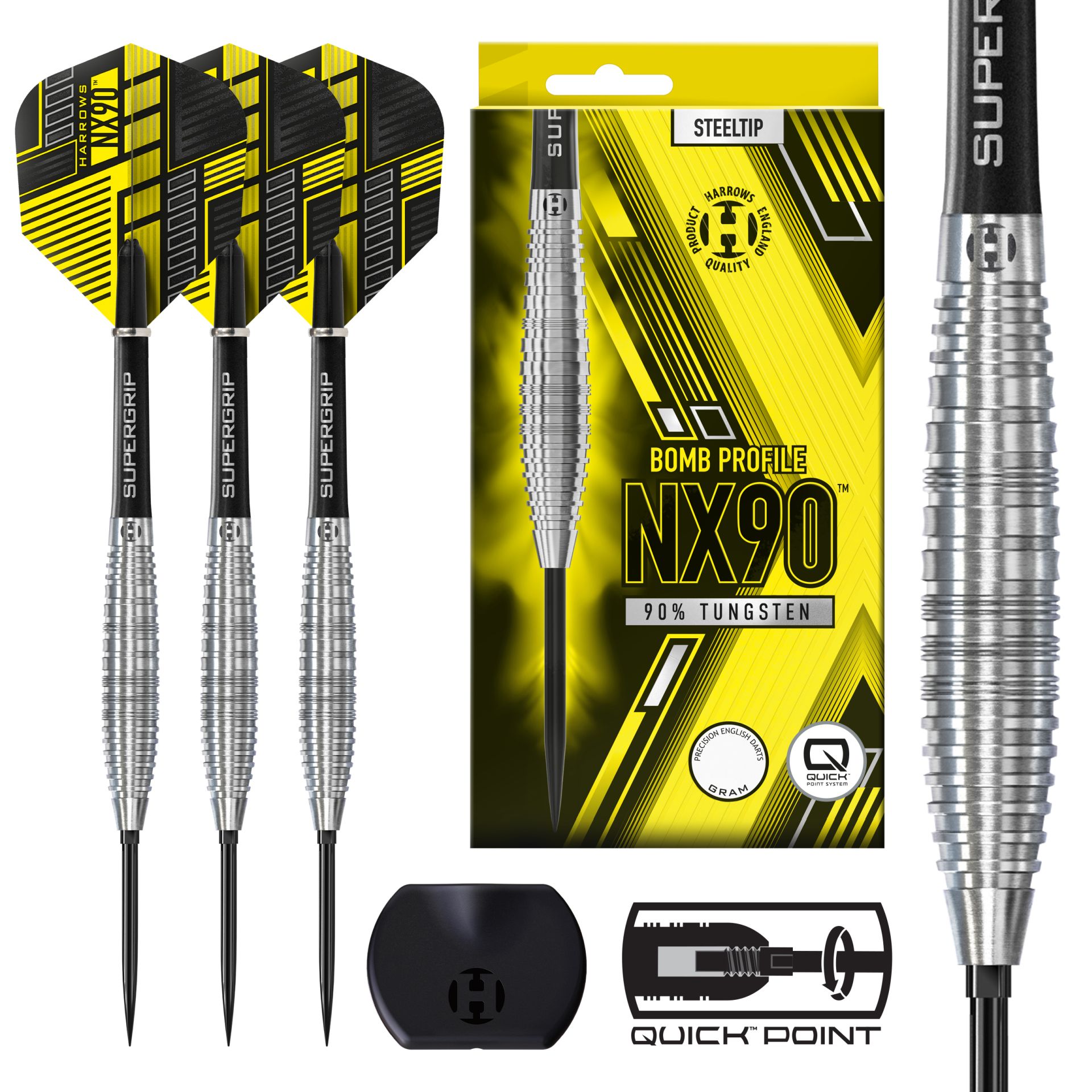 Harrows Šipky Harrows NX90 Bomb 90 % Quick Point steel 25g – NX90 Bomb 90 QP steel 25g