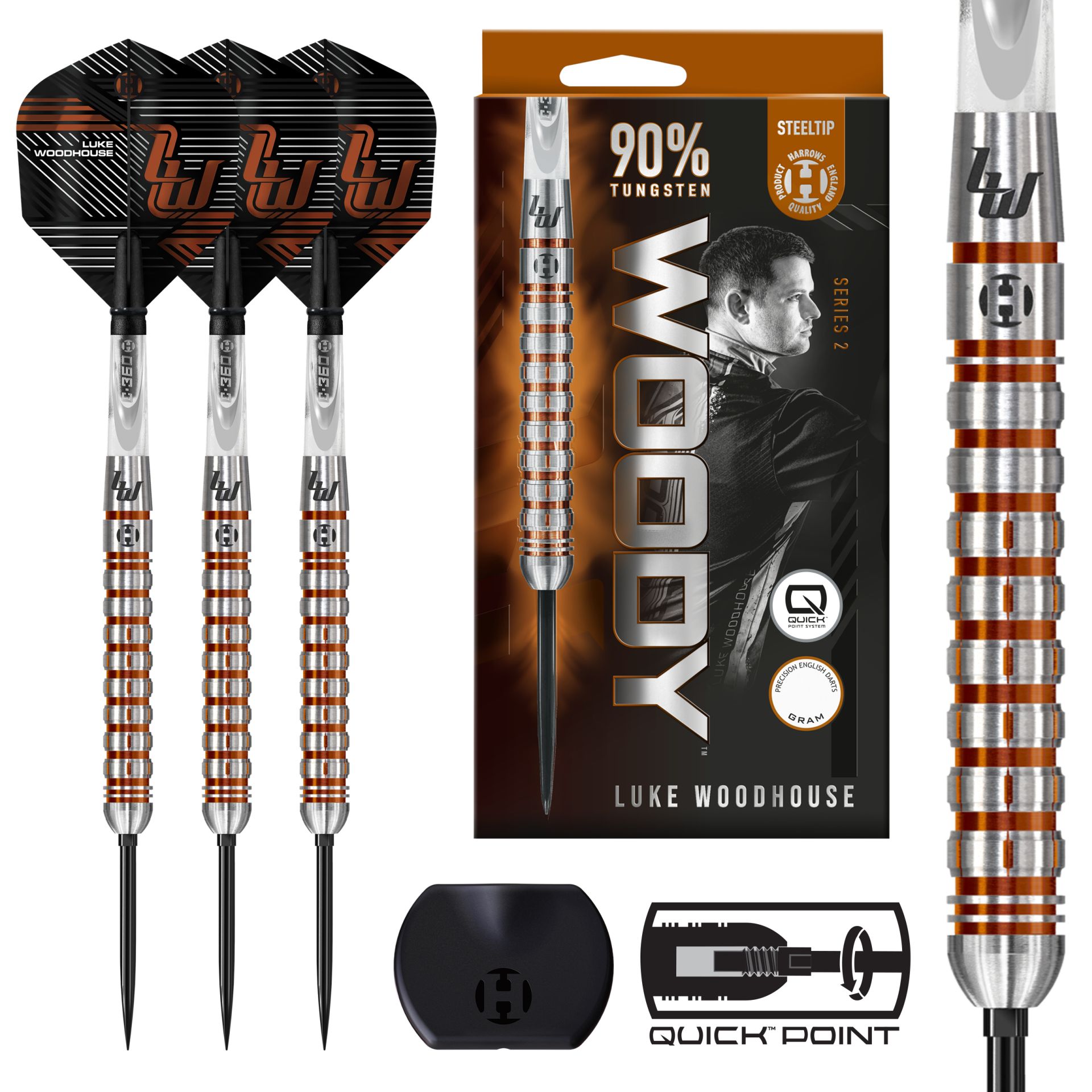Harrows Šipky Harrows Luke Woodhouse 90% series 2 Quick Point steel 21g – Luke Woodh. s2 QP steel 21g